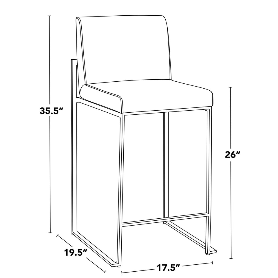 Fuji High Back 26" Fixed-Height Counter Stool - Set of 2