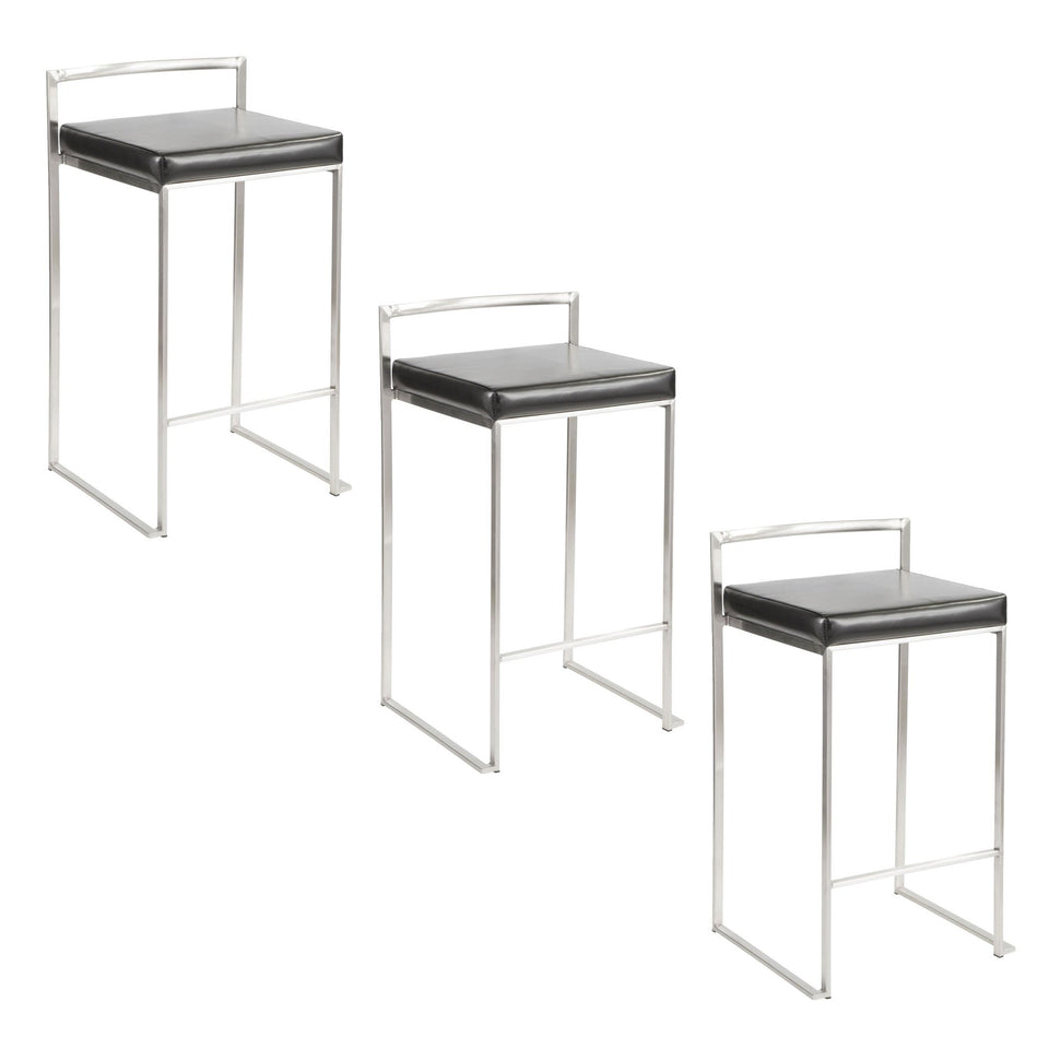Fuji Stacker 26" Fixed-Height Counter Stool - Set of 3