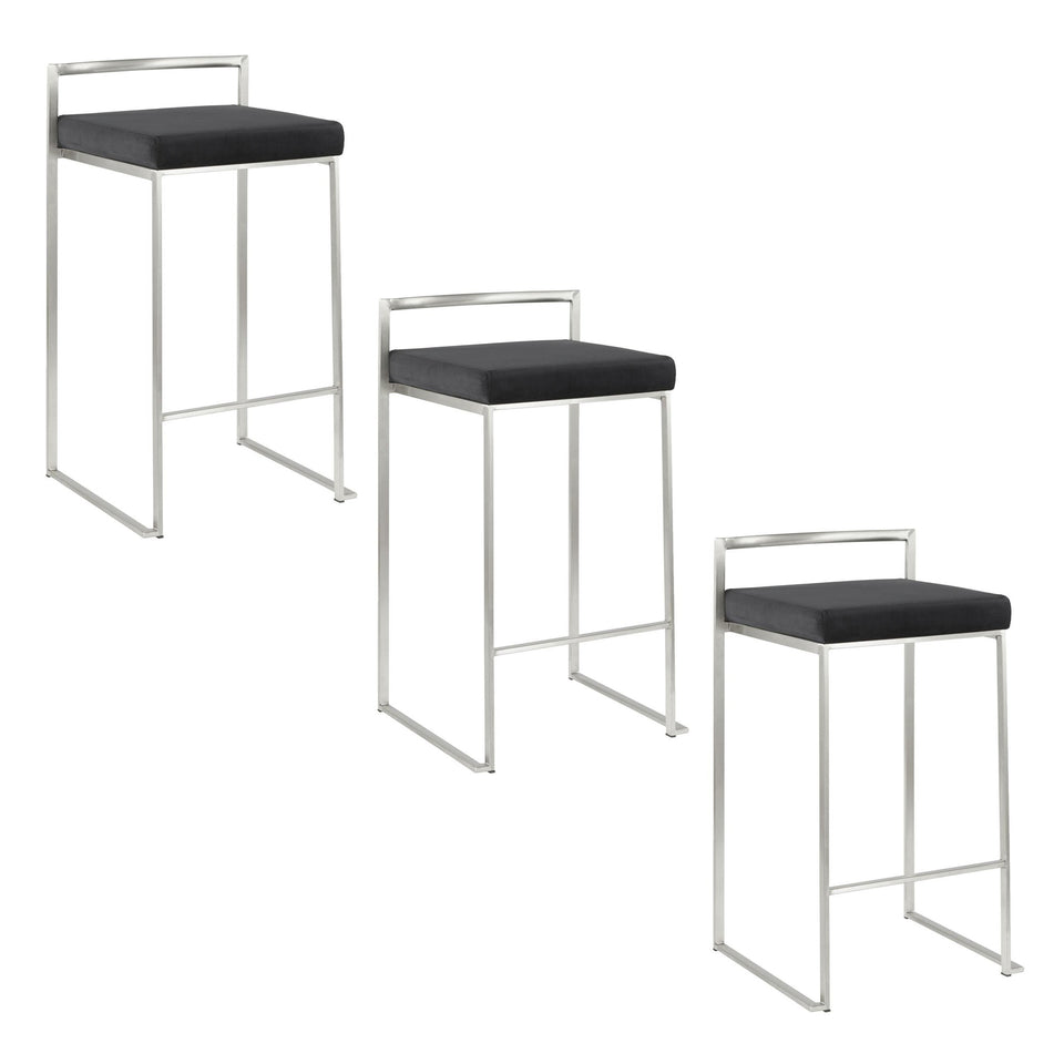 Fuji Stacker 26" Fixed-Height Counter Stool - Set of 3