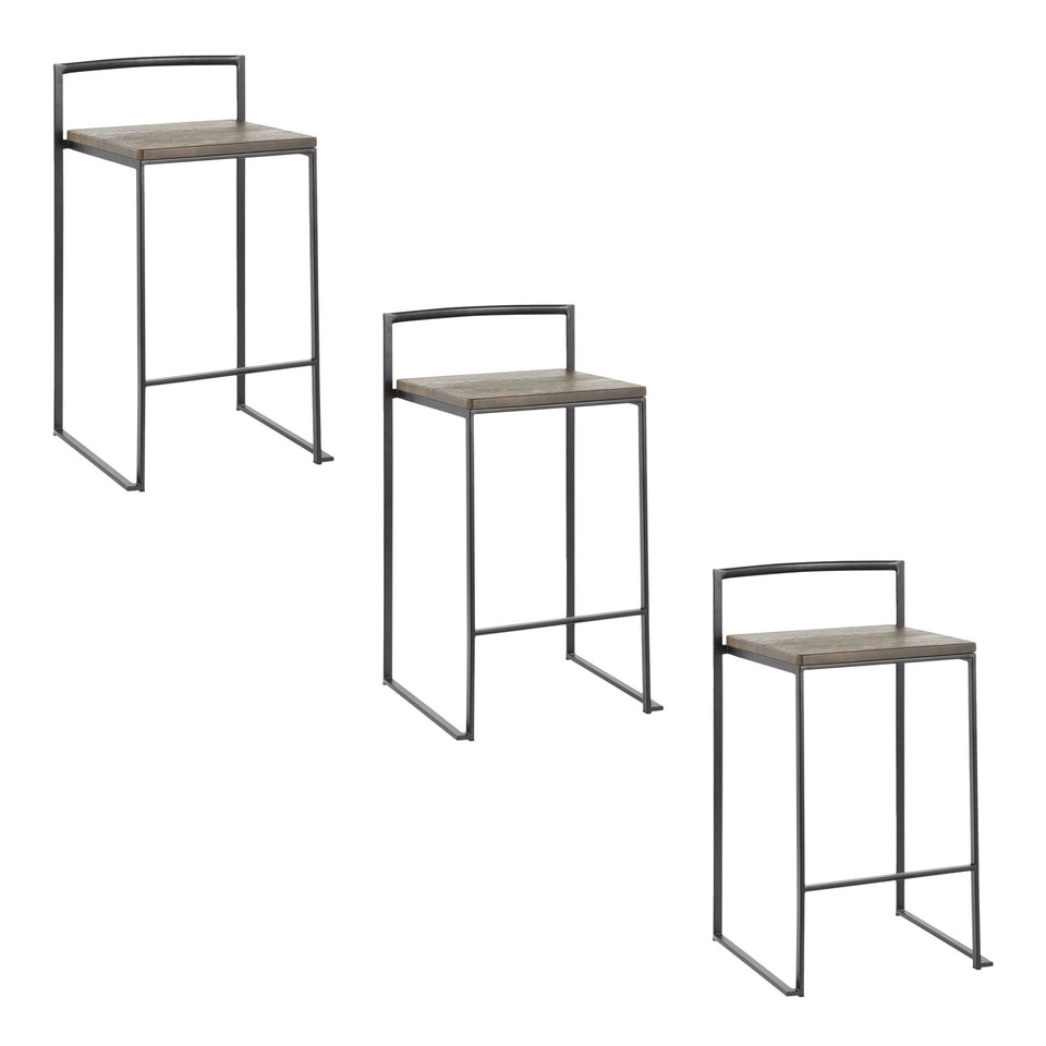 Fuji Stacker 26" Fixed-Height Counter Stool - Set of 3