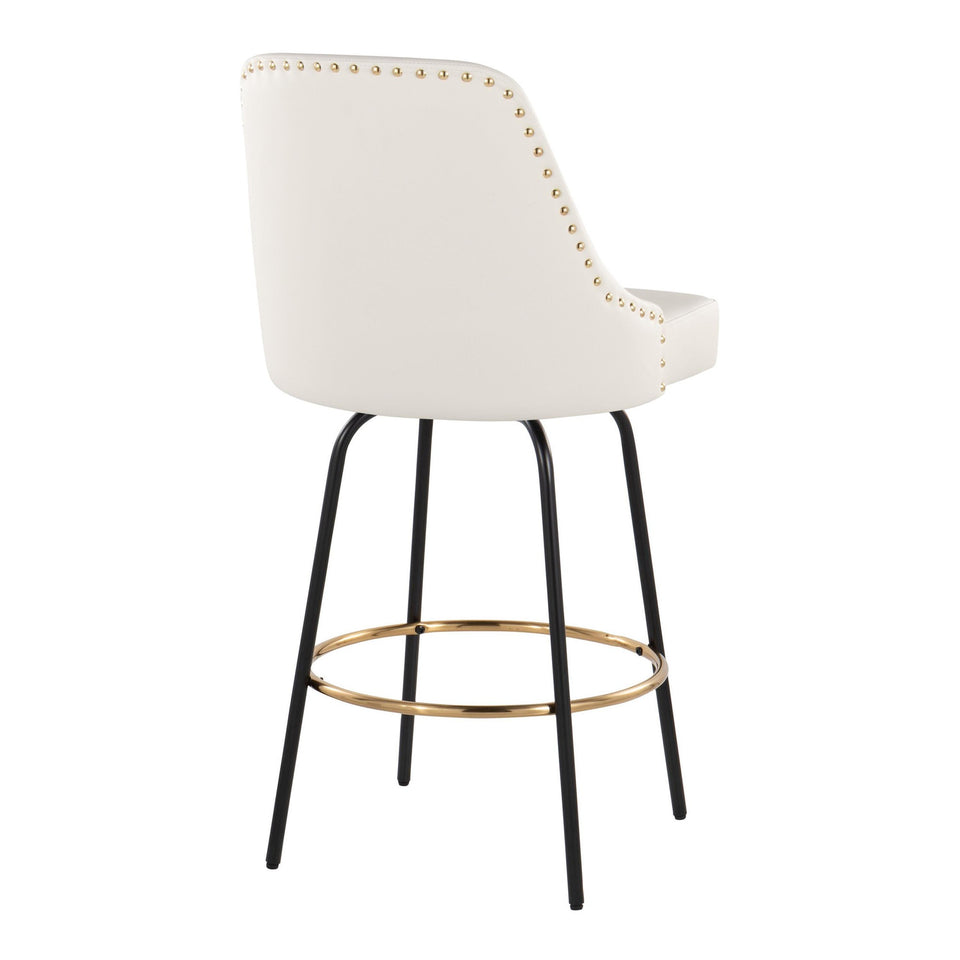 Studded Marcel 27" Fixed-Height Counter Stool - Set of 2