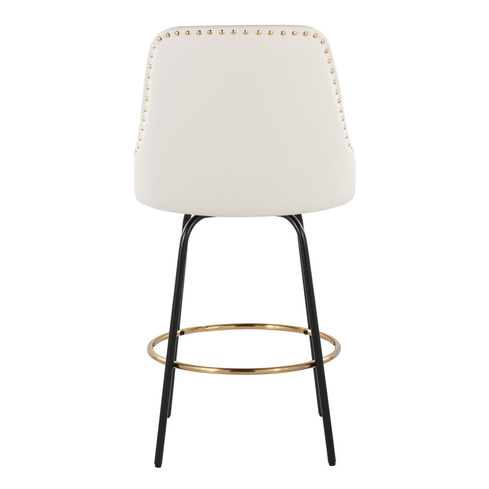 Studded Marcel 27" Fixed-Height Counter Stool - Set of 2