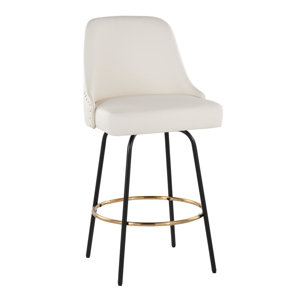 Studded Marcel 27" Fixed-Height Counter Stool - Set of 2