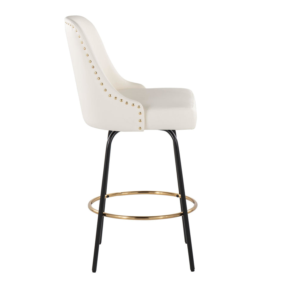 Studded Marcel 27" Fixed-Height Counter Stool - Set of 2