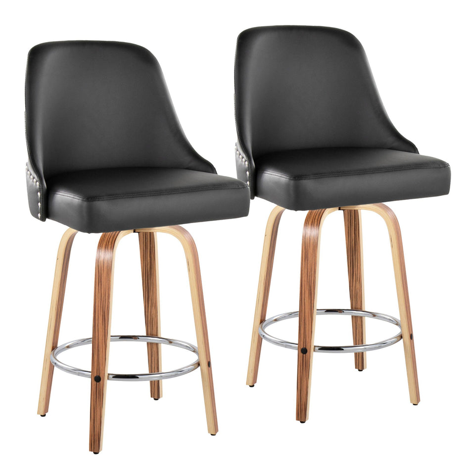 Studded Marcel 26" Fixed-Height Counter Stool - Set of 2