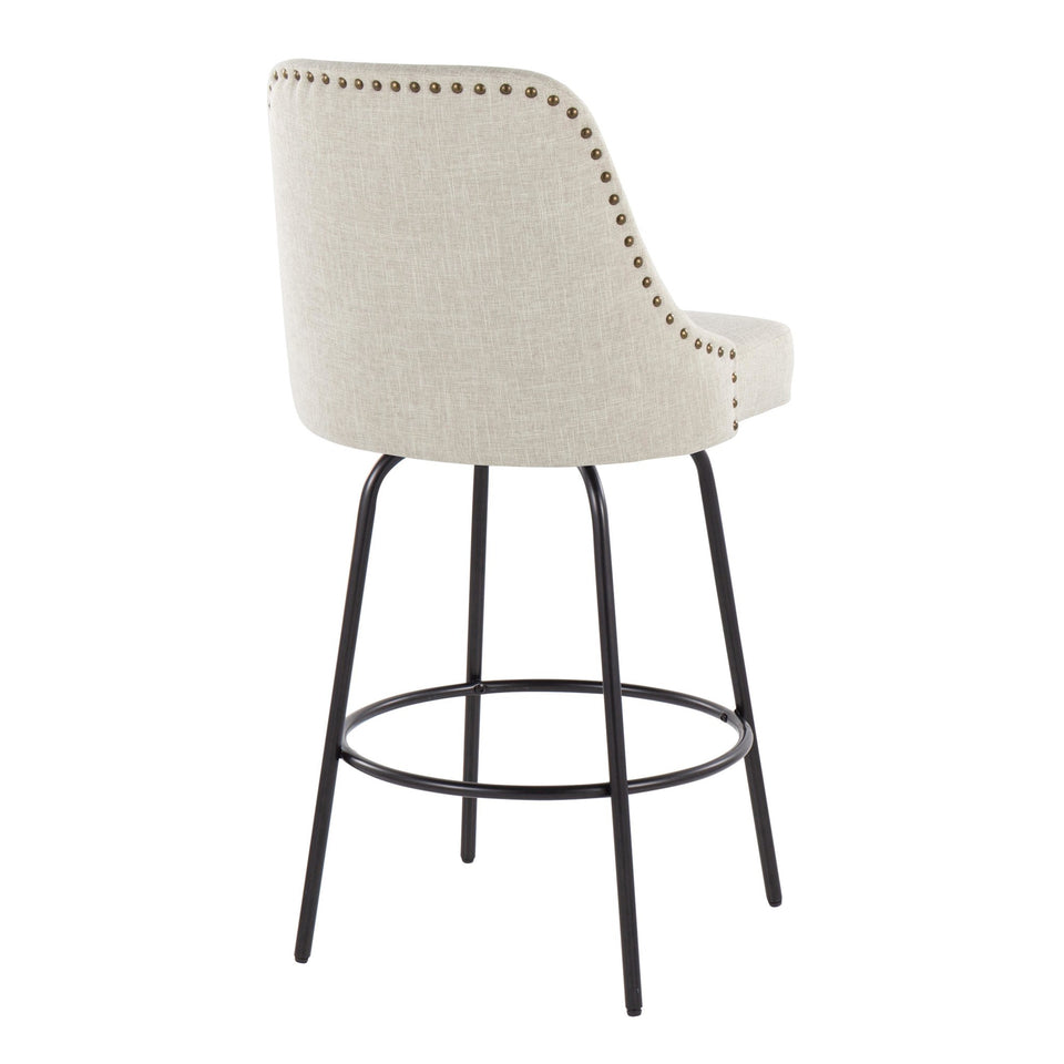 Studded Marcel 27" Fixed-Height Counter Stool - Set of 2