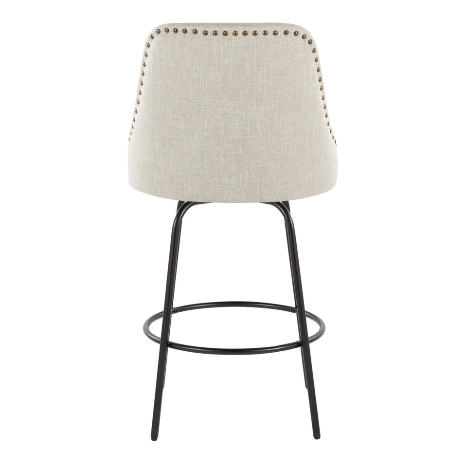 Studded Marcel 27" Fixed-Height Counter Stool - Set of 2