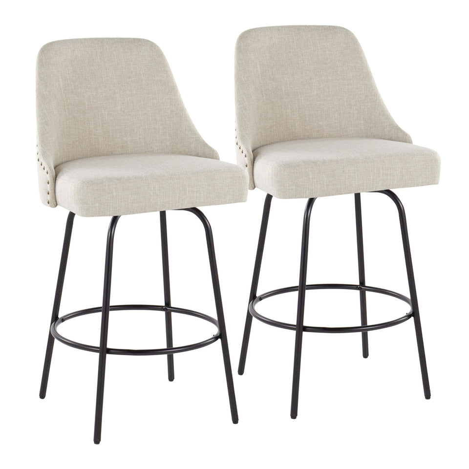 Studded Marcel 27" Fixed-Height Counter Stool - Set of 2