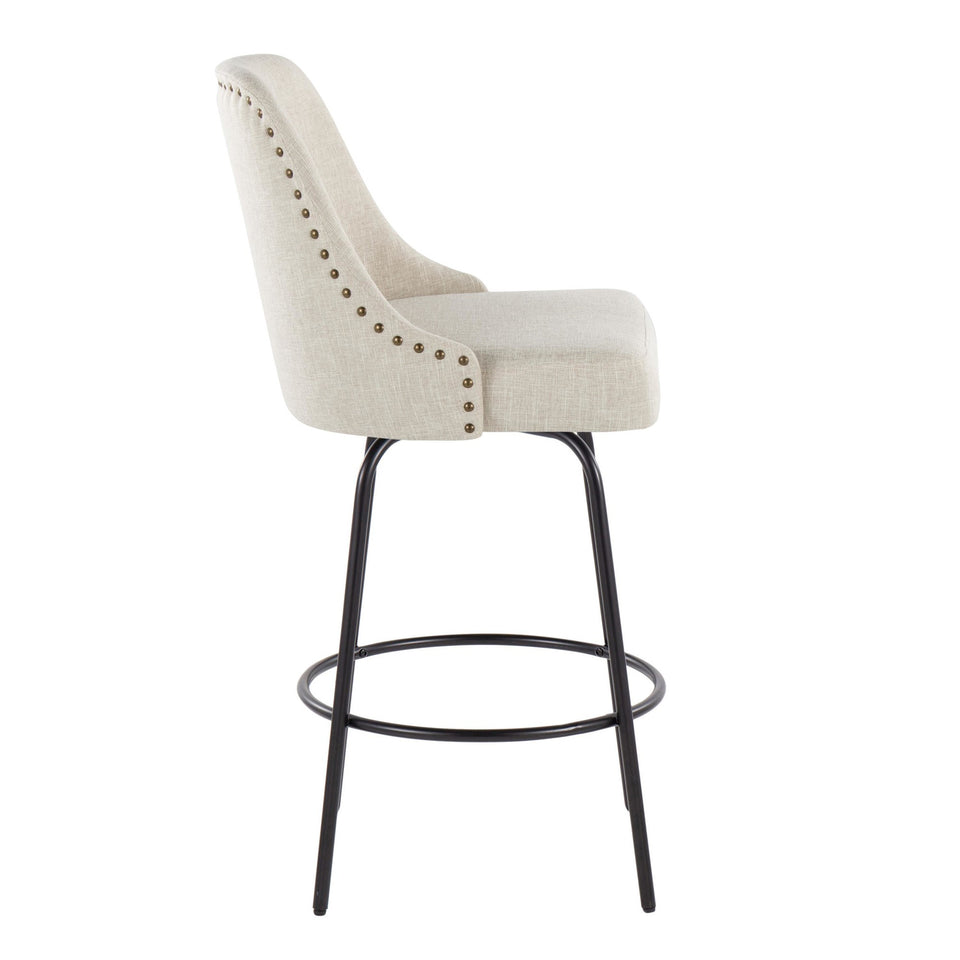 Studded Marcel 27" Fixed-Height Counter Stool - Set of 2