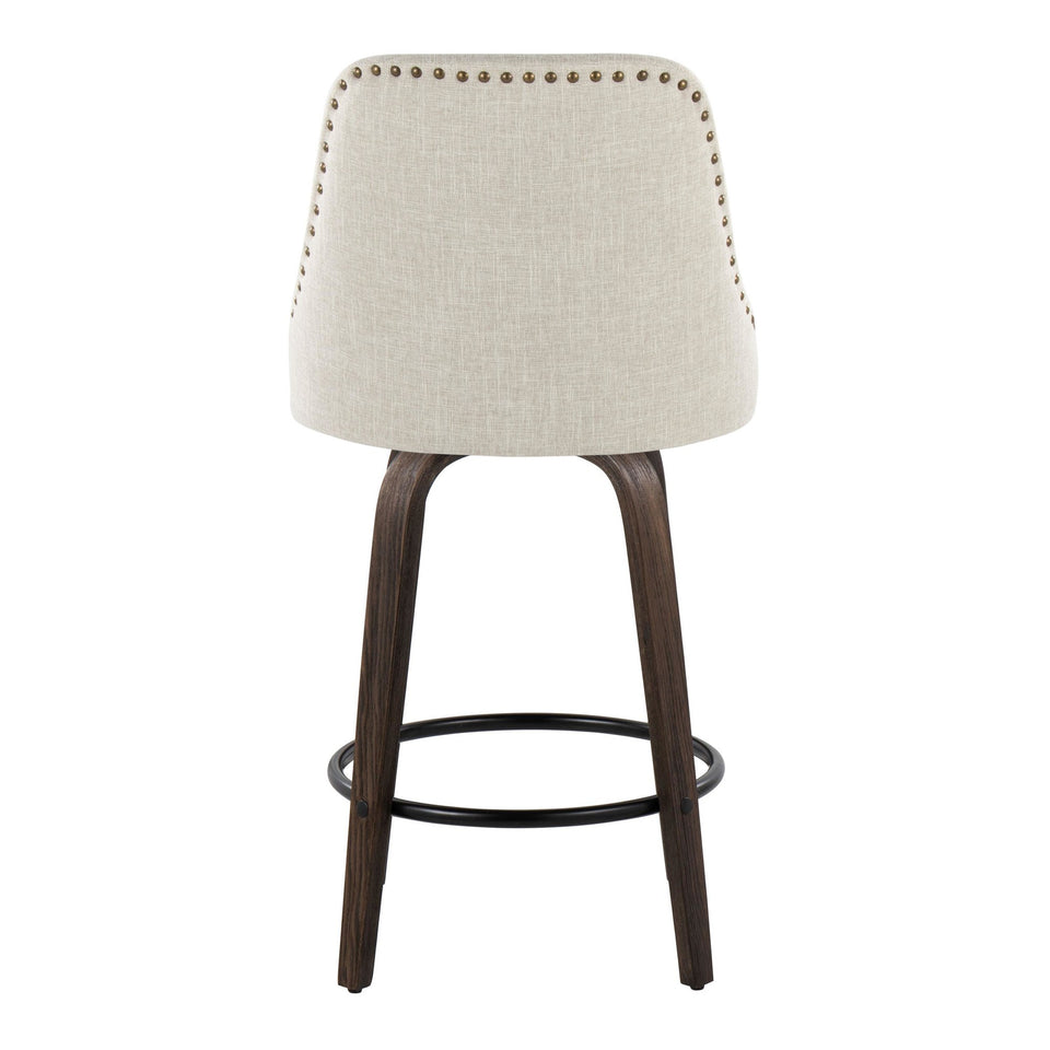 Studded Marcel 27" Fixed-Height Counter Stool - Set of 2