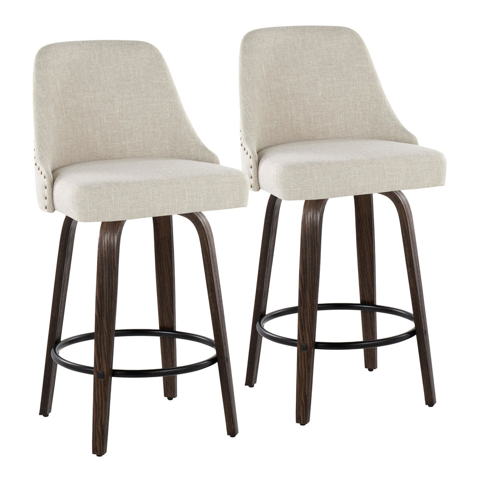 Studded Marcel 27" Fixed-Height Counter Stool - Set of 2