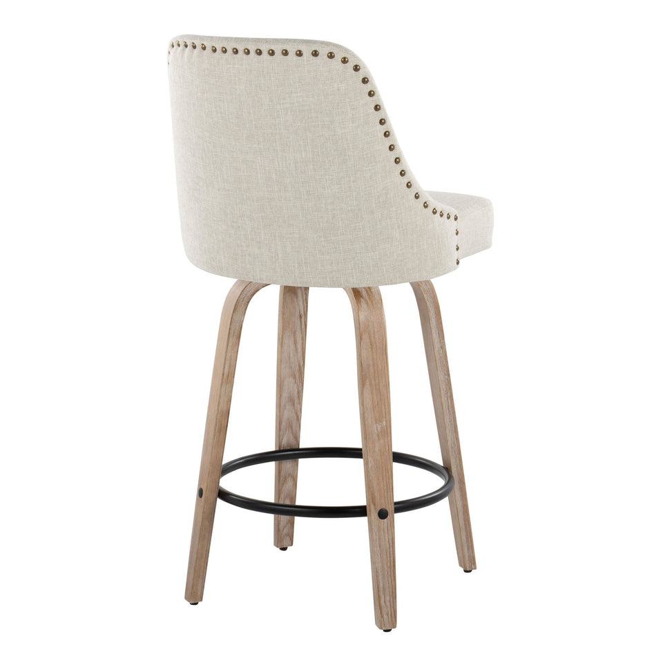 Studded Marcel 27" Fixed-Height Counter Stool - Set of 2