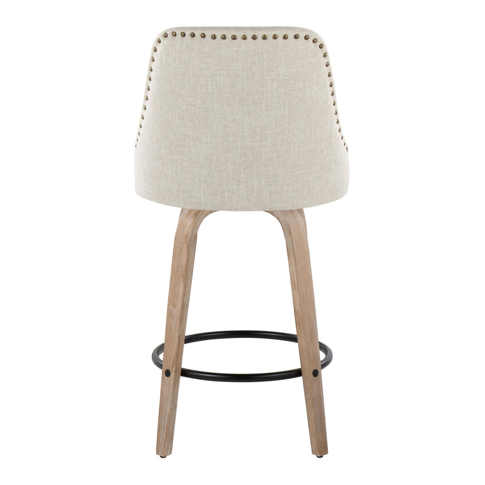 Studded Marcel 27" Fixed-Height Counter Stool - Set of 2