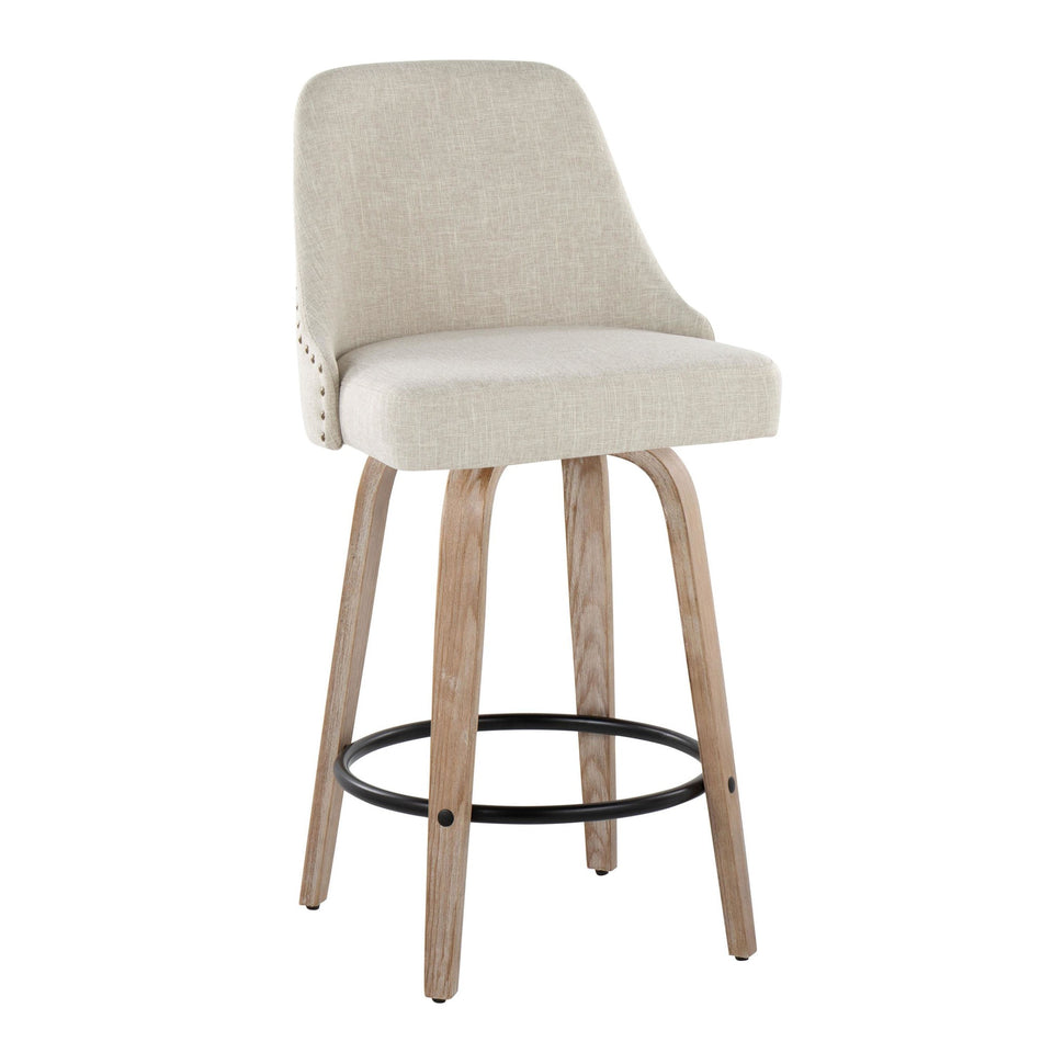 Studded Marcel 27" Fixed-Height Counter Stool - Set of 2