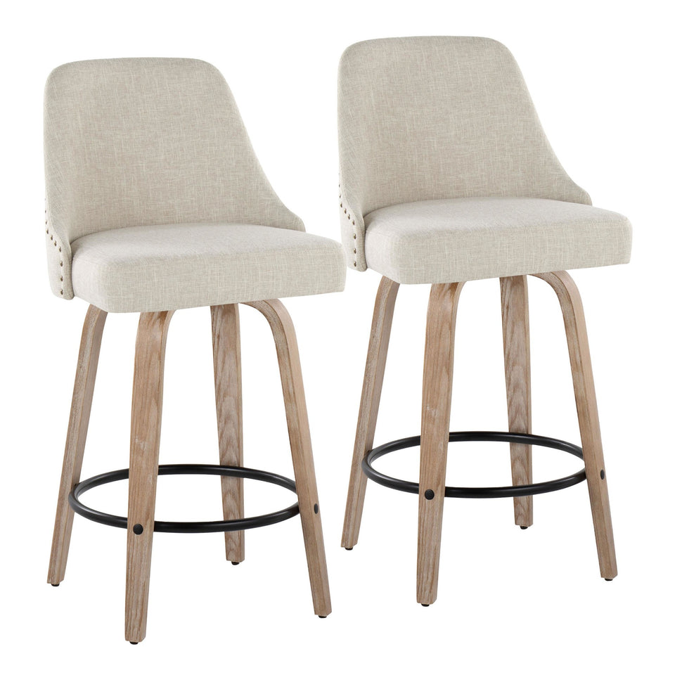 Studded Marcel 27" Fixed-Height Counter Stool - Set of 2