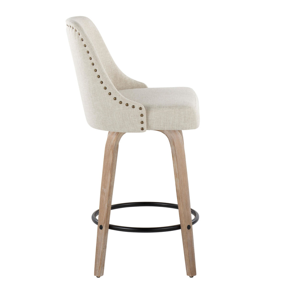Studded Marcel 27" Fixed-Height Counter Stool - Set of 2