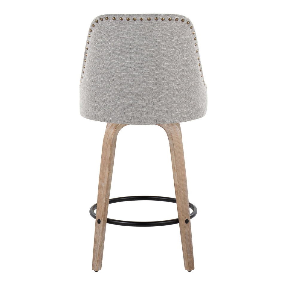 Studded Marcel 27" Fixed-Height Counter Stool - Set of 2