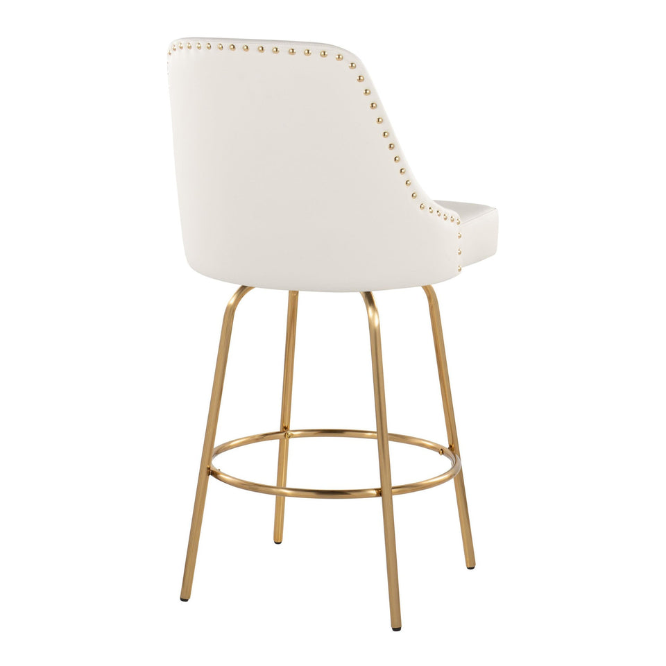 Studded Marcel 27" Fixed-Height Counter Stool - Set of 2