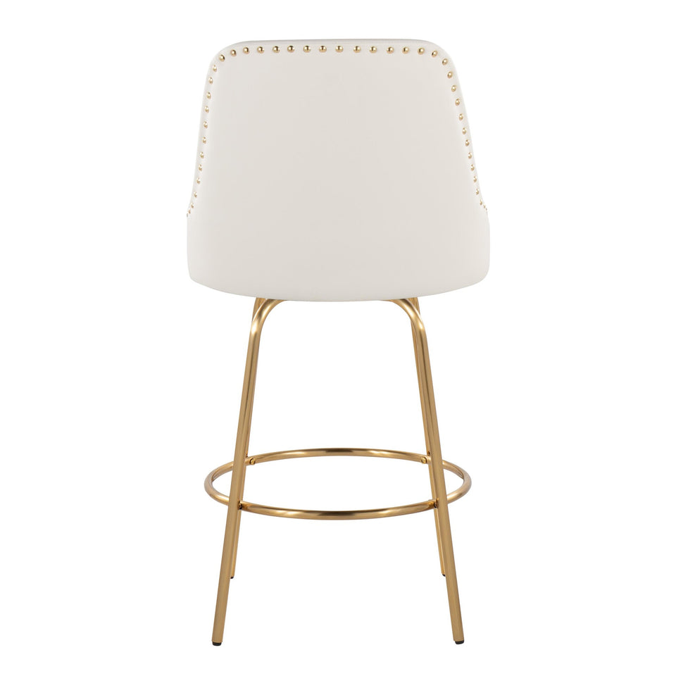 Studded Marcel 27" Fixed-Height Counter Stool - Set of 2