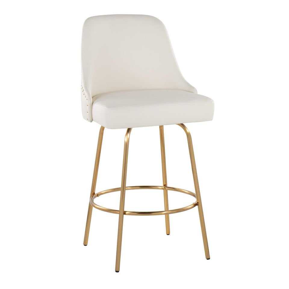 Studded Marcel 27" Fixed-Height Counter Stool - Set of 2