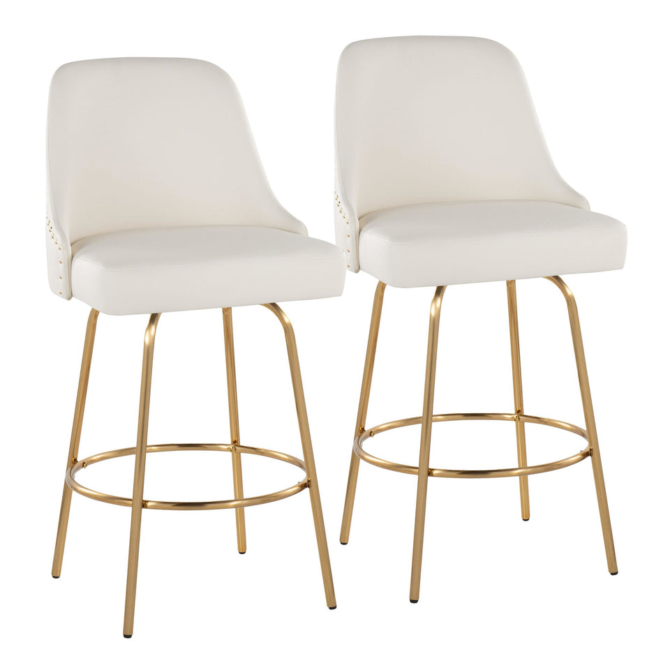 Studded Marcel 27" Fixed-Height Counter Stool - Set of 2