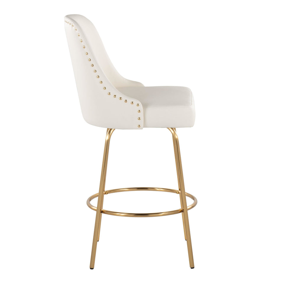 Studded Marcel 27" Fixed-Height Counter Stool - Set of 2