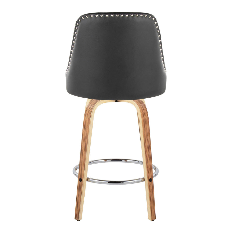 Studded Marcel 27" Fixed-Height Counter Stool - Set of 2