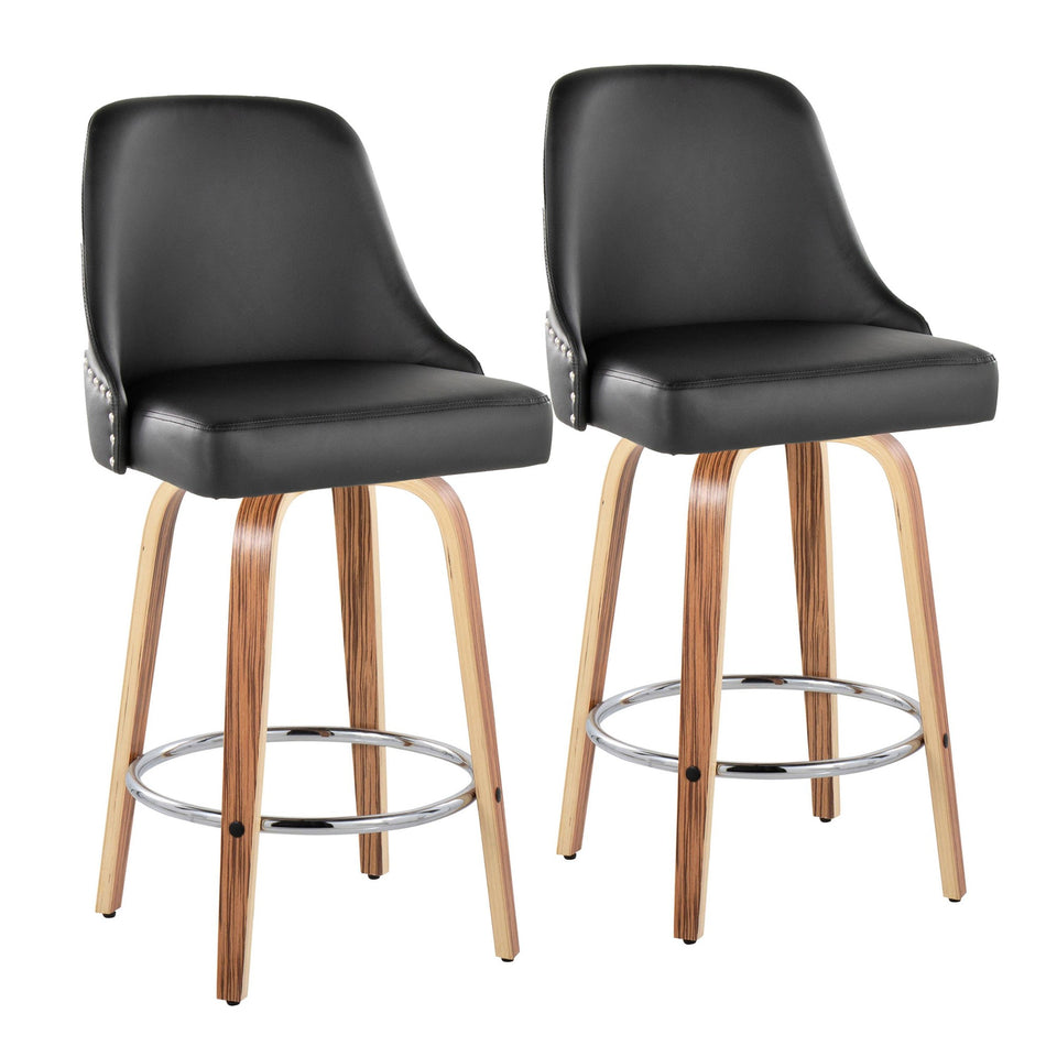 Studded Marcel 27" Fixed-Height Counter Stool - Set of 2