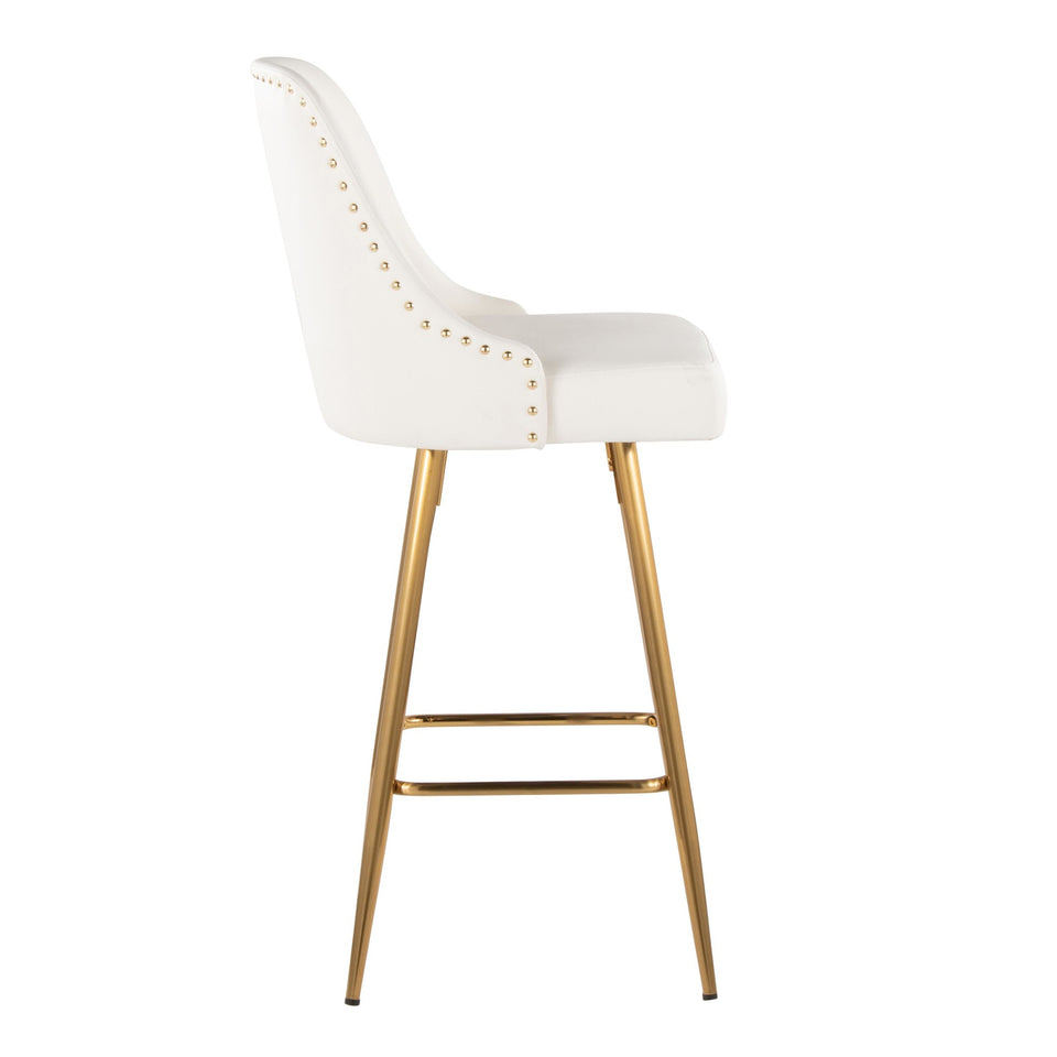 Studded Marcel 27" Fixed-Height Counter Stool - Set of 2