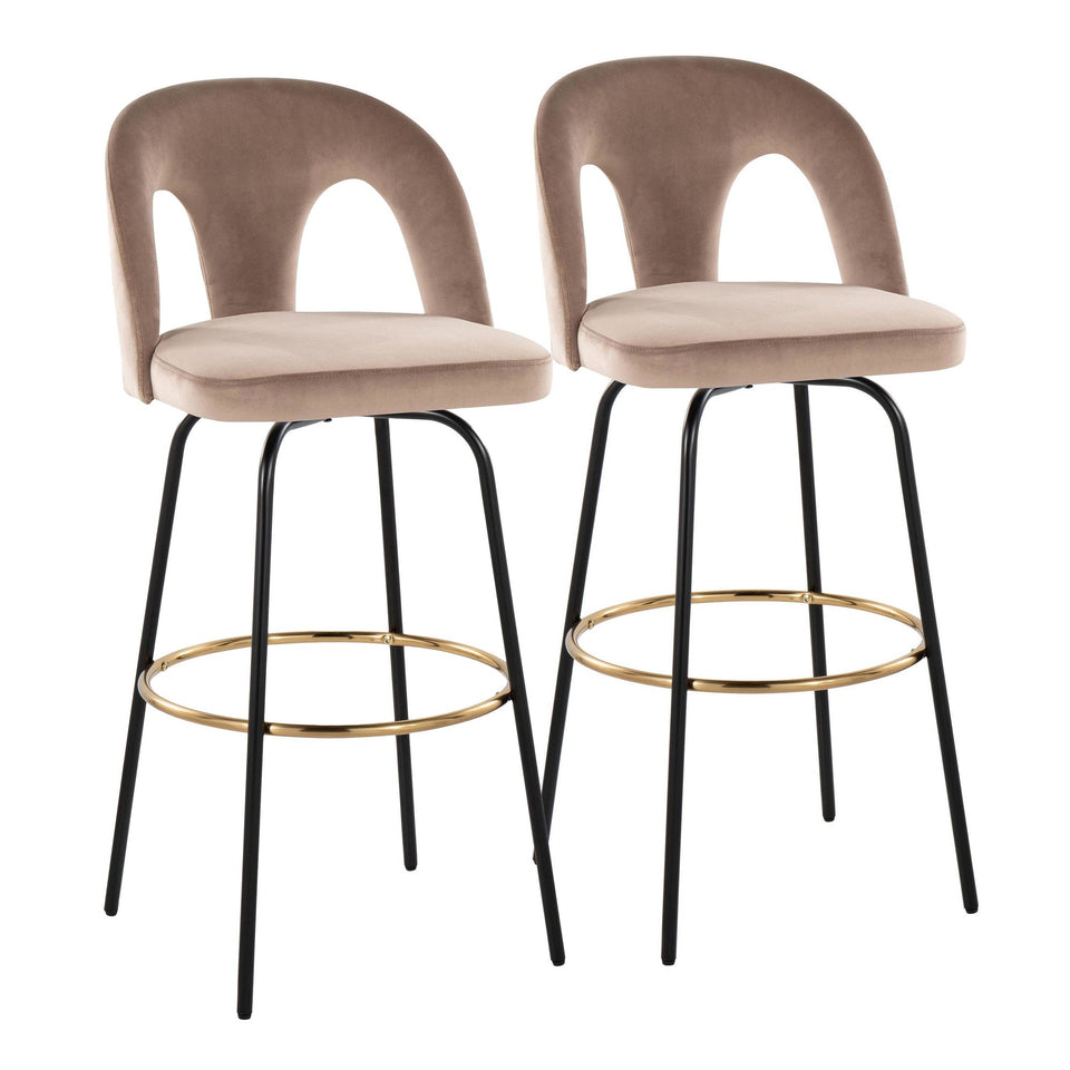 Ava Upholstered 30" Fixed-Height Barstool - Set of 2