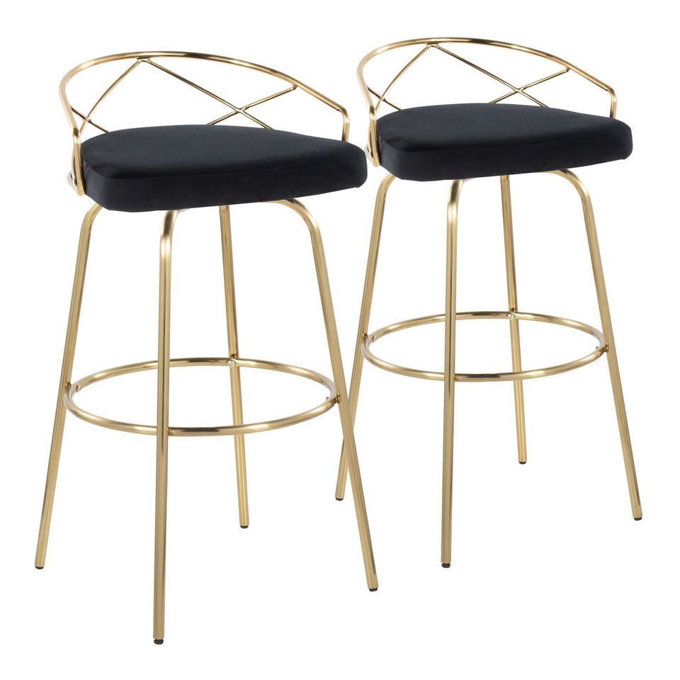 Charlotte Glam 30" Fixed-Height Barstool - Set of 2