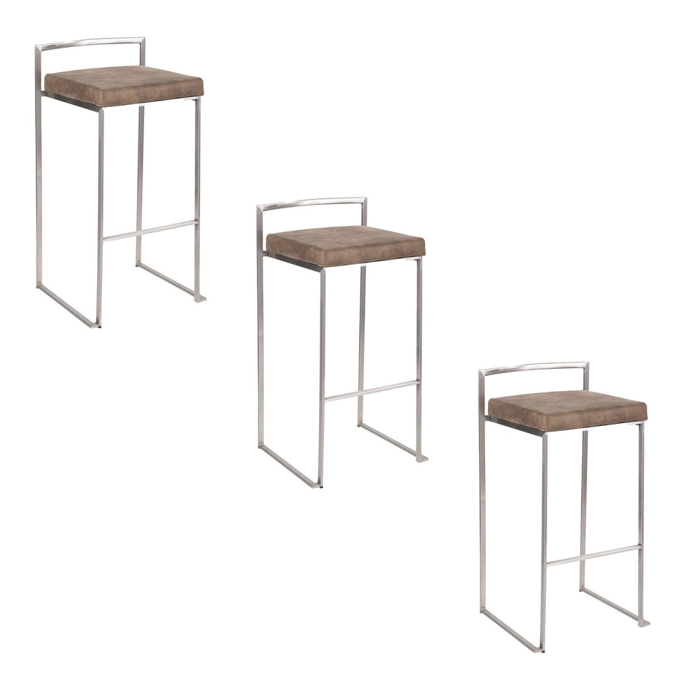 Fuji Stacker 30" Fixed-Height Barstool - Set of 3