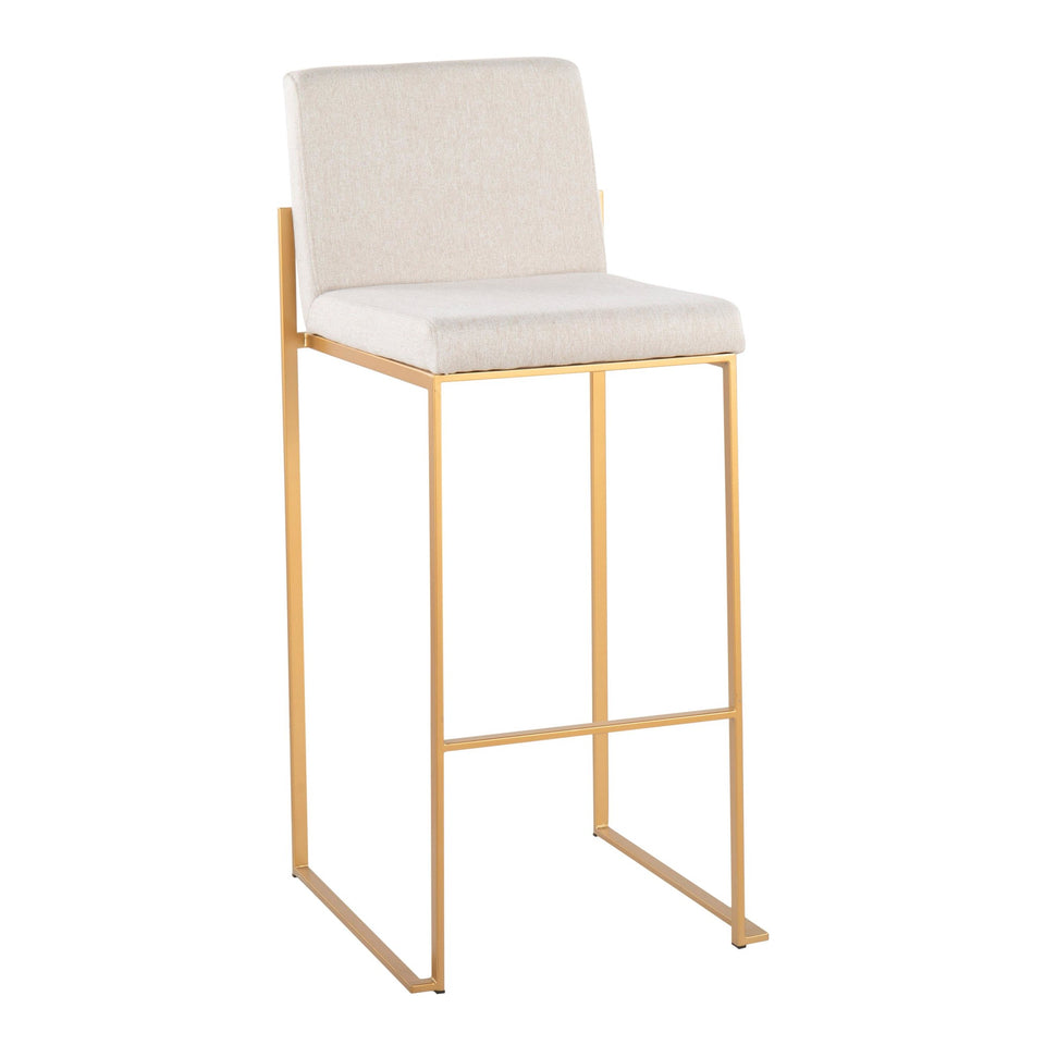 Fuji High Back 30" Fixed-Height Barstool - Set of 3