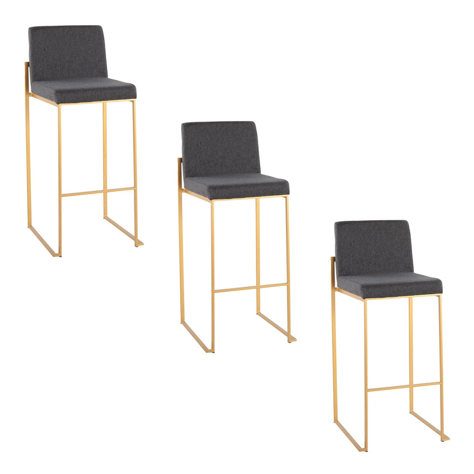 Fuji High Back 30" Fixed-Height Barstool - Set of 3
