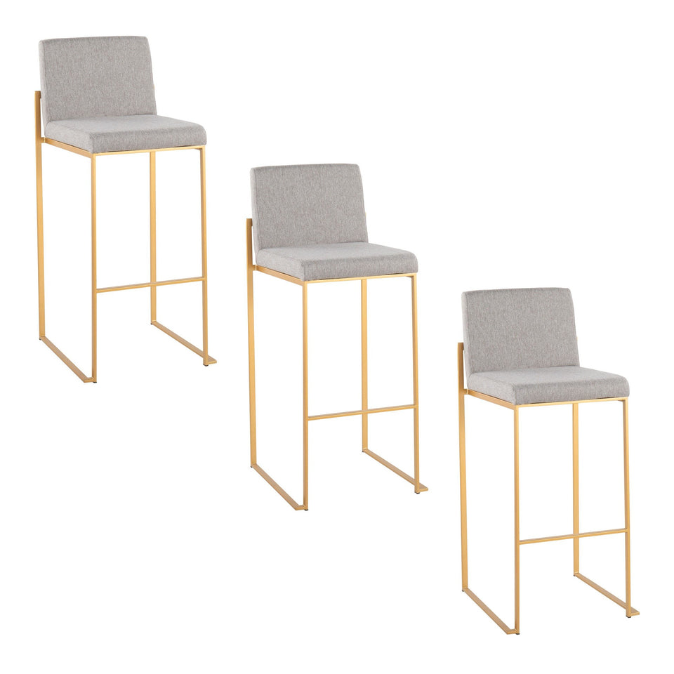 Fuji High Back 30" Fixed-Height Barstool - Set of 3