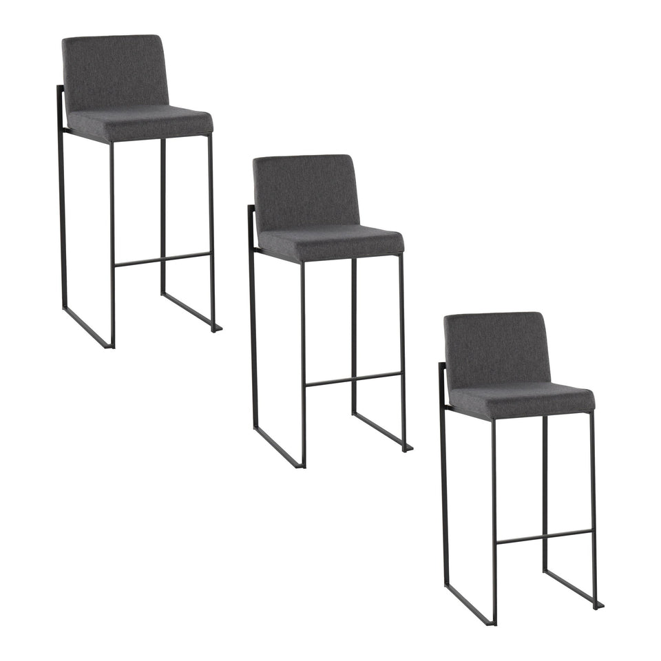 Fuji High Back 30" Fixed-Height Barstool - Set of 3