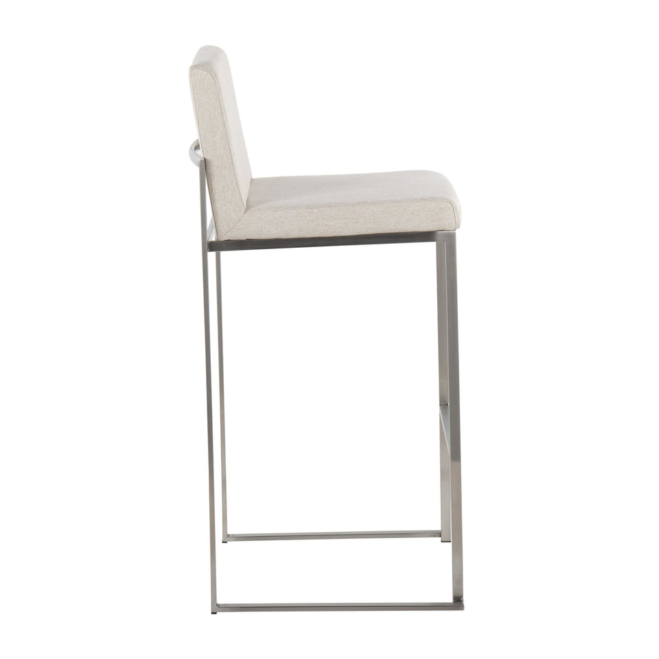 Fuji High Back 30" Fixed-Height Barstool - Set of 3