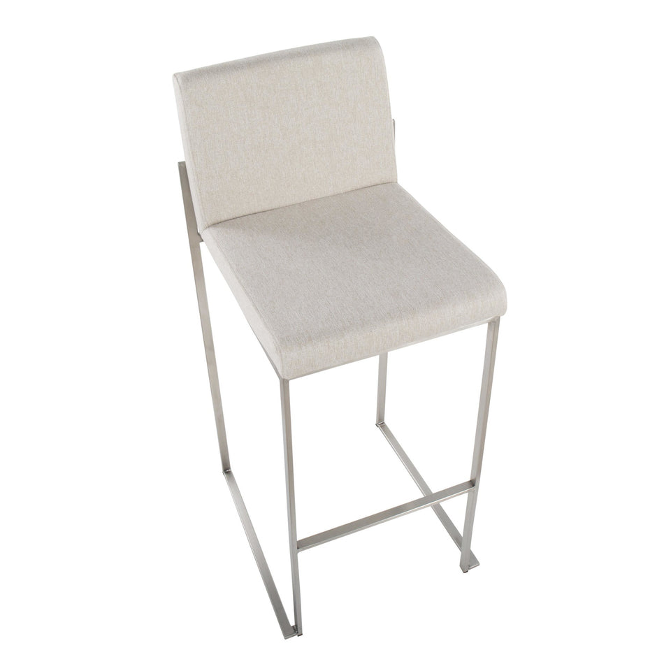 Fuji High Back 30" Fixed-Height Barstool - Set of 3