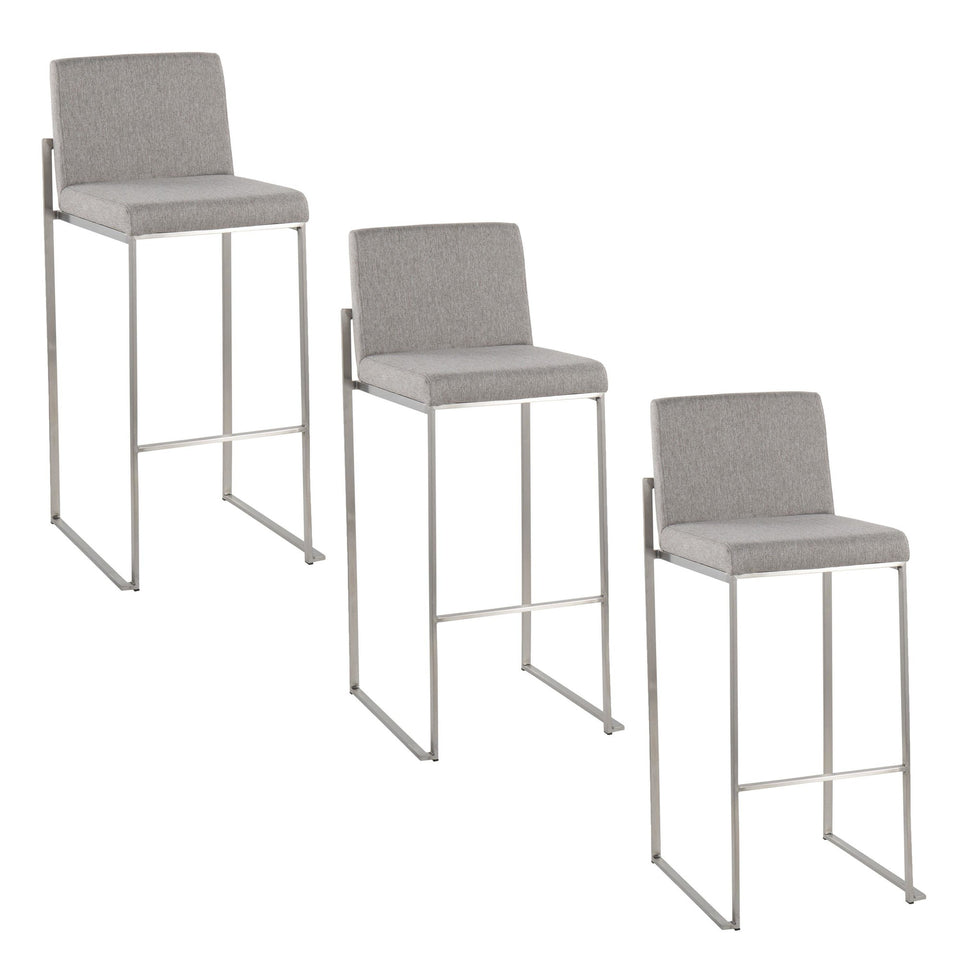 Fuji High Back 30" Fixed-Height Barstool - Set of 3