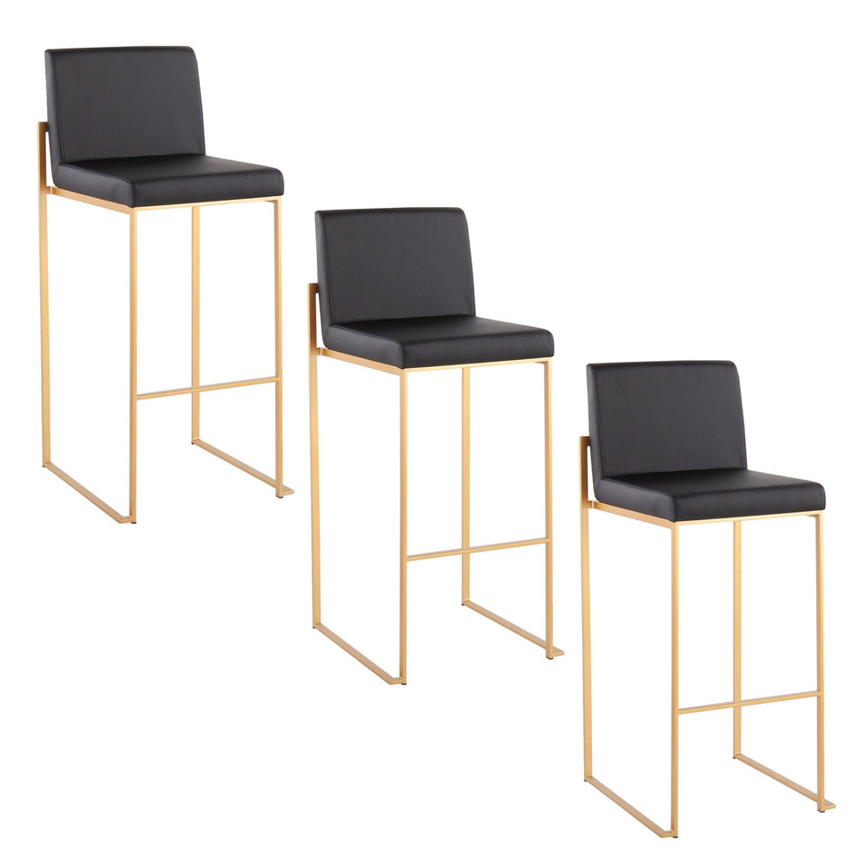 Fuji High Back 30" Fixed-Height Barstool - Set of 3