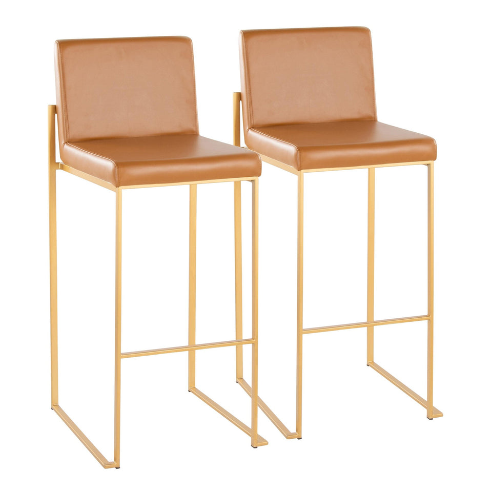 Fuji High Back 30" Fixed-Height Barstool - Set of 2