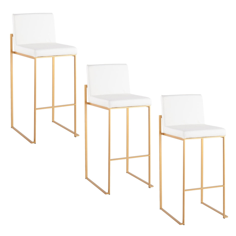 Fuji High Back 30" Fixed-Height Barstool - Set of 3