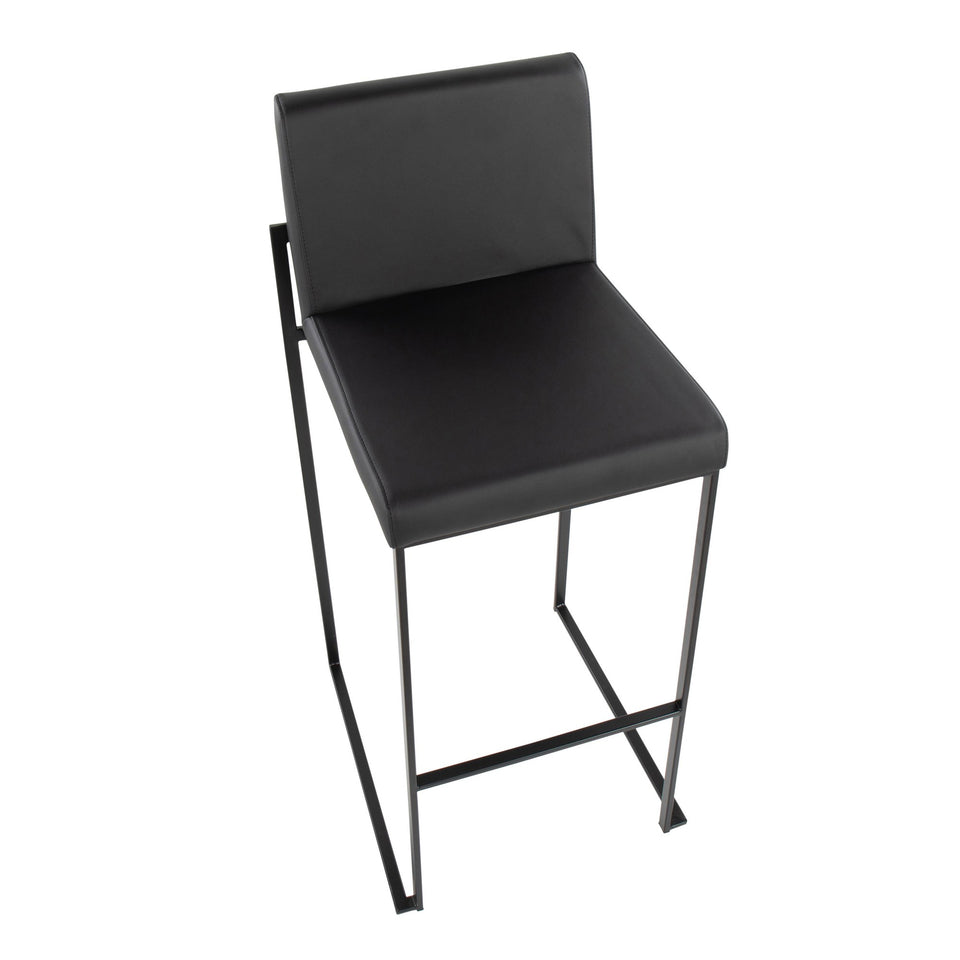 Fuji High Back 30" Fixed-Height Barstool - Set of 3