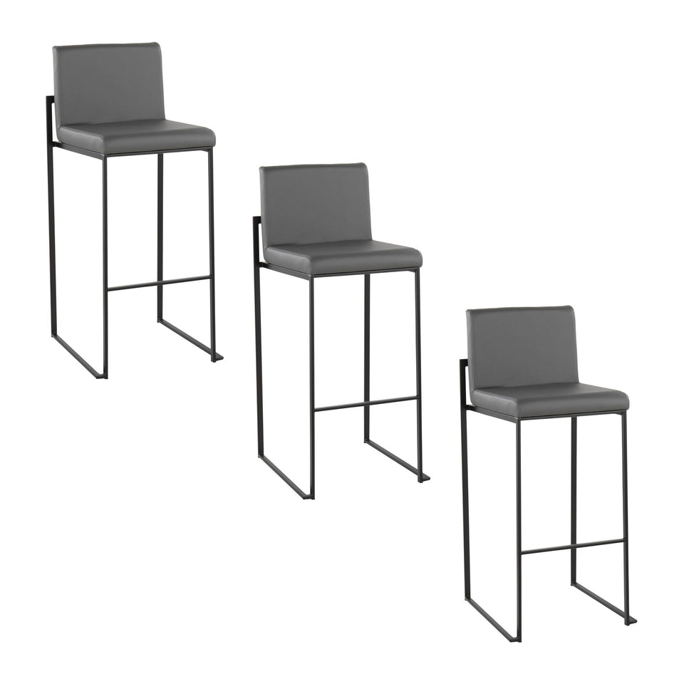 Fuji High Back 30" Fixed-Height Barstool - Set of 3