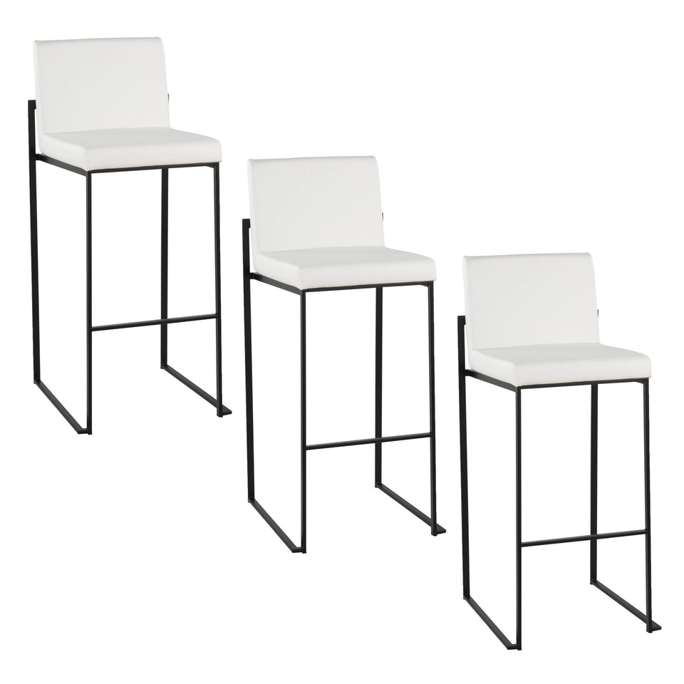 Fuji High Back 30" Fixed-Height Barstool - Set of 3