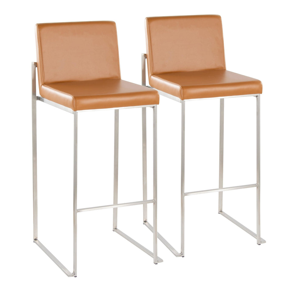 Fuji High Back 30" Fixed-Height Barstool - Set of 2