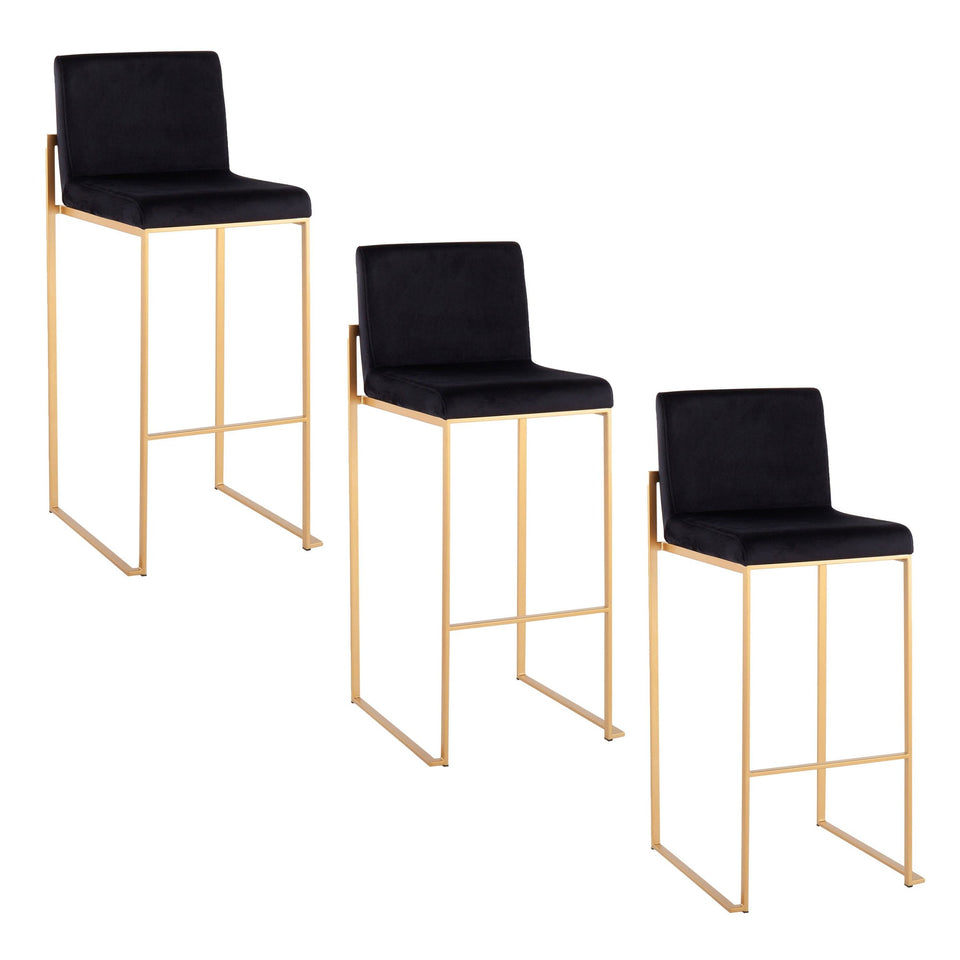 Fuji High Back 30" Fixed-Height Barstool - Set of 3