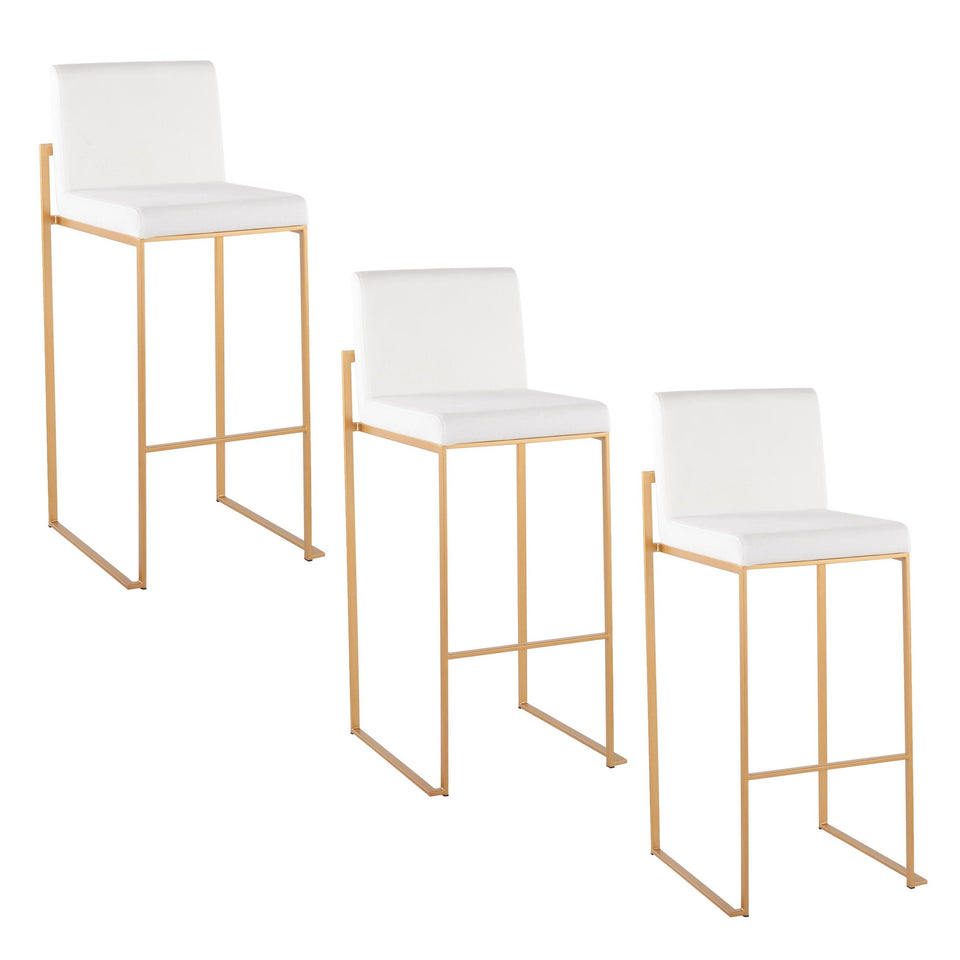 Fuji High Back 30" Fixed-Height Barstool - Set of 3