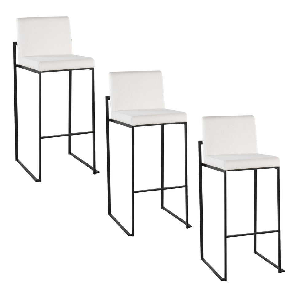 Fuji High Back 30" Fixed-Height Barstool - Set of 3