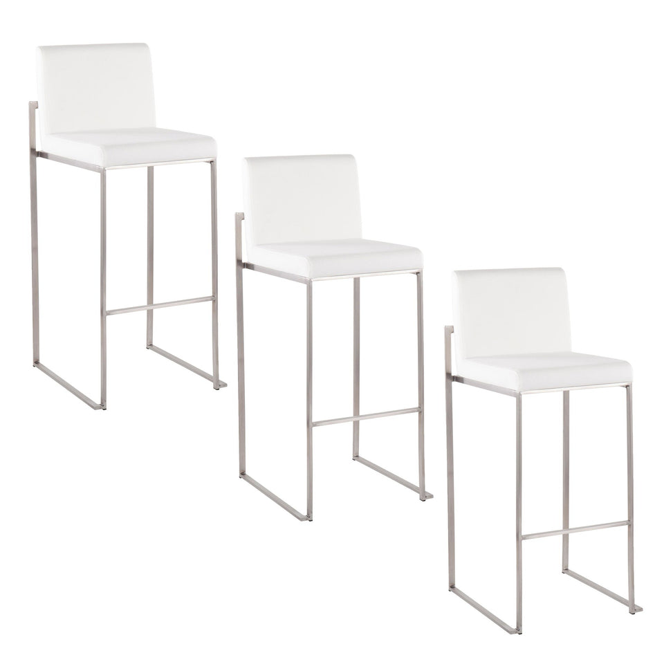 Fuji High Back 30" Fixed-Height Barstool - Set of 3